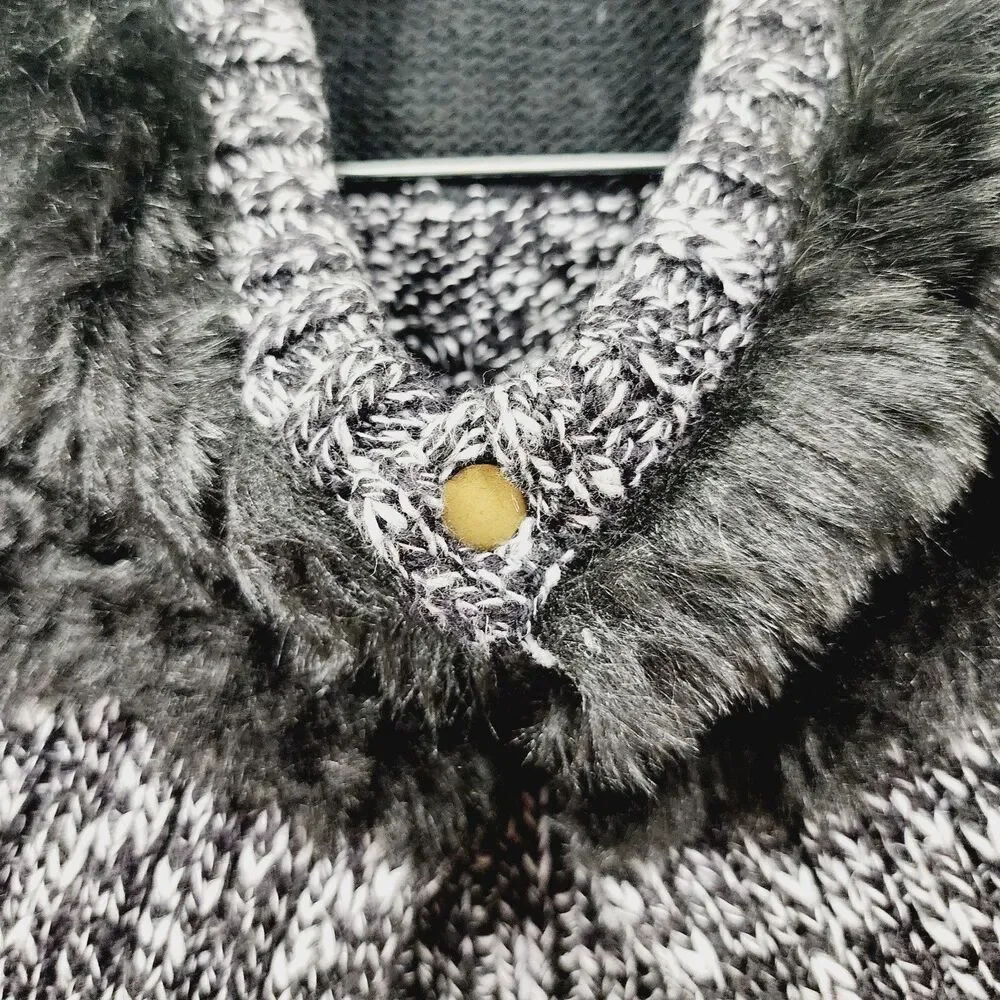 Soft Surroundings Kasa Cape Black White Marble Faux Fur Stretch Knit NWT OSFM